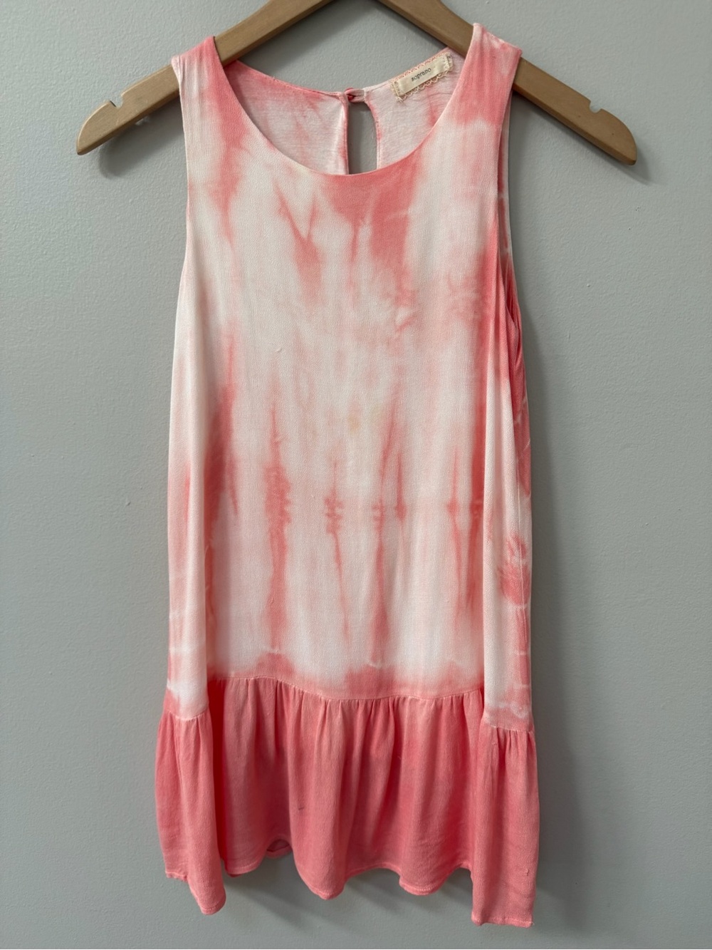Soprano Girl’s Peach and White Tie-Dye Drop Waist Dress